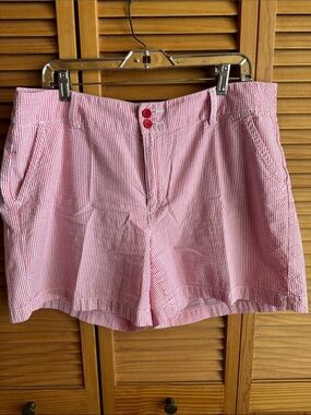 ALPINE Designs Pink Seersucker Striped Women's Shorts Size 14